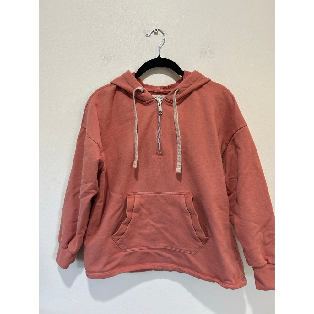 Madewell quarter zip hoodie womens S cotton orange cropped